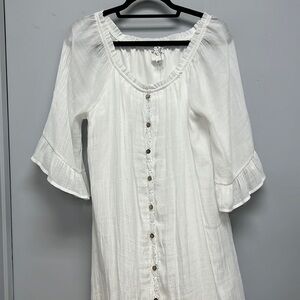 Naif Women’s White Gauze Bohemian Ruffled Sleeve Dress